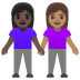 👩🏿‍🤝‍👩🏽 women holding hands: dark skin tone, medium skin tone display on Google